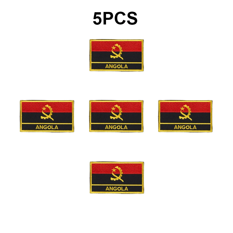 1-100PCS 8*5cm Angola Flag Embroidery Patches Iron on Saw on Transfer patches Sewing Applications for Clothes in Home&Garden