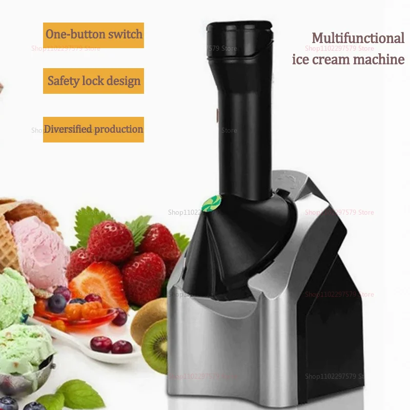 ماكينة صنع الآيس كريم المنزلية المحمولة الأوتوماتيكية بالكامل، حلوى فواكه مجمدة صغيرة مدمجة، عصير، زبادي، شاكر، تشغيل بنقرة واحدة