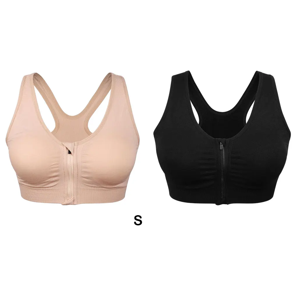 2piece Ultimate Support And Comfort | Front Zipper Sports Bra For Women Wide Application Bras black + gray XL