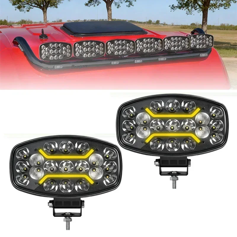 2pcs 9Inch Oval Work Light Waterproof Led Spotlight 10-60V Dual Color Position Lamp Led Driving Light for Truck Offroad Suv