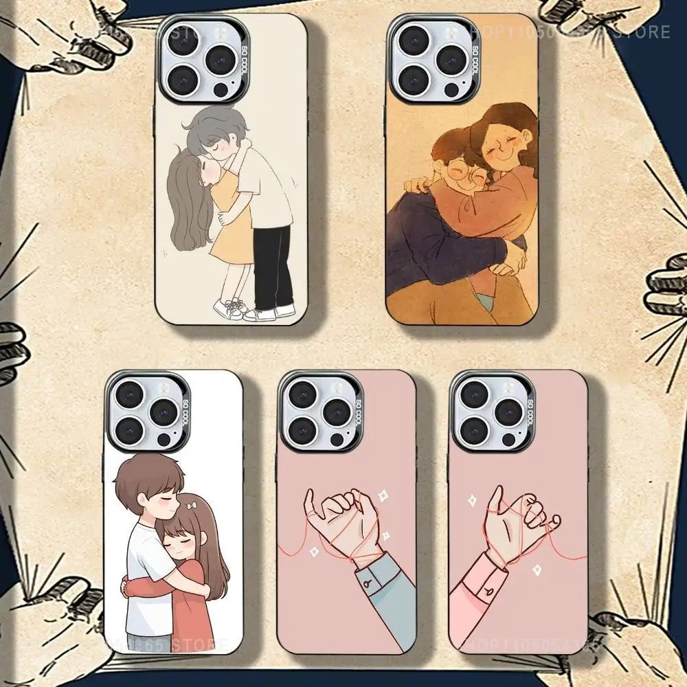

Cartoon Couple Phone Case For iPhone 16,15,14,13,12,11,8,7,Pro,Max,Plus,Mini,XS,SE Shockproof Matte Cover