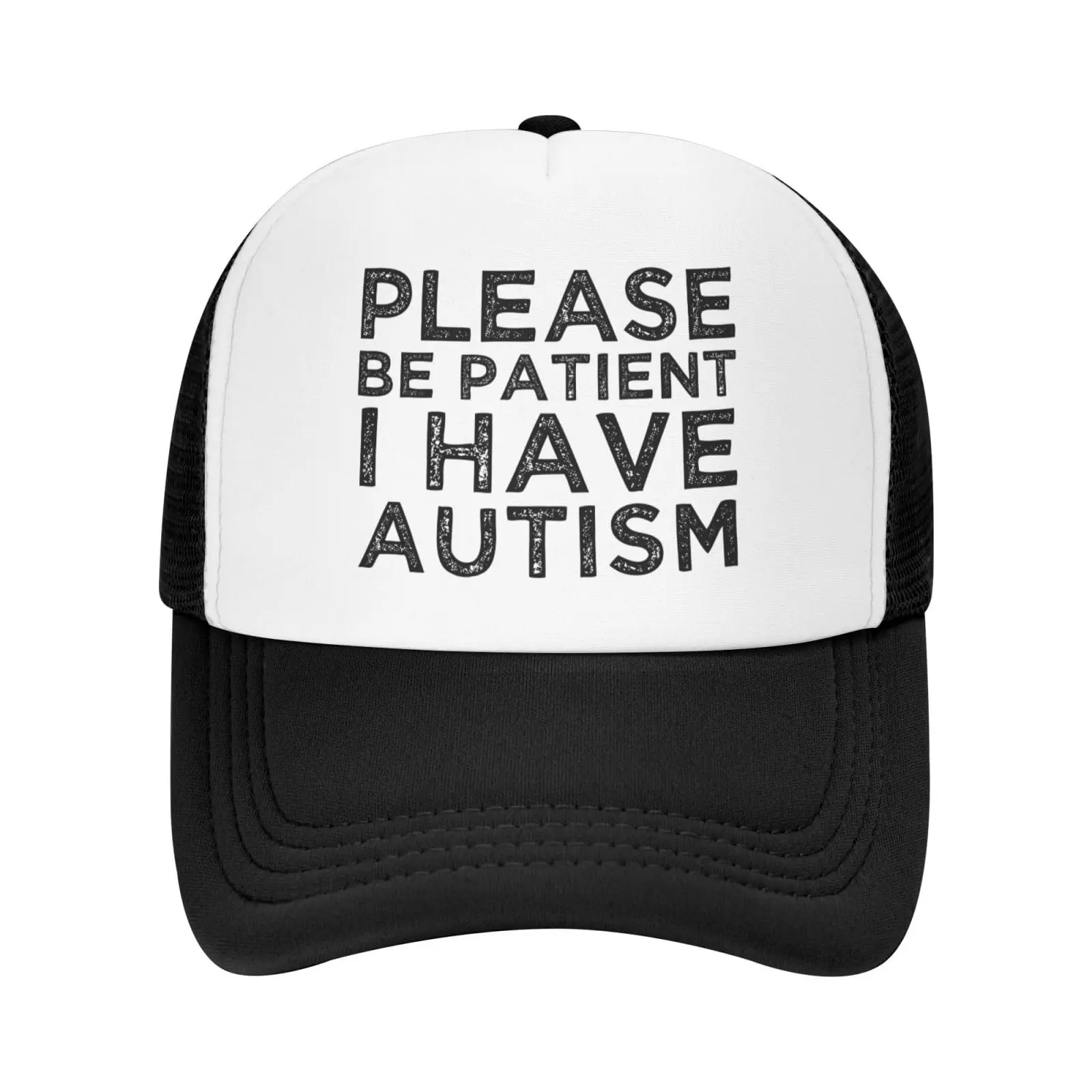 Please Be Patient I Have Autism Funny Baseball Hat Unisex Adult Mesh Hats Trucker Caps Fishing Adjustable Cap Classic Sport Hats