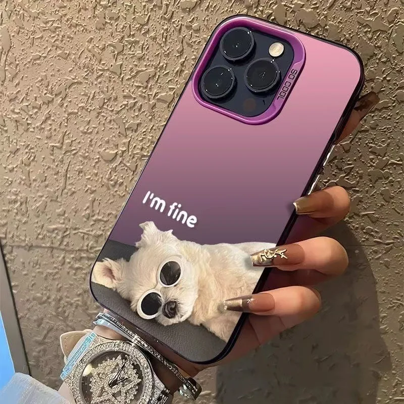 

I'm Fine Dog Fashionable Mobile Phone Case for iPhone 16, 15, 14, 13, 12, 11 Pro Max Plus Mini with a shock resistant matte back