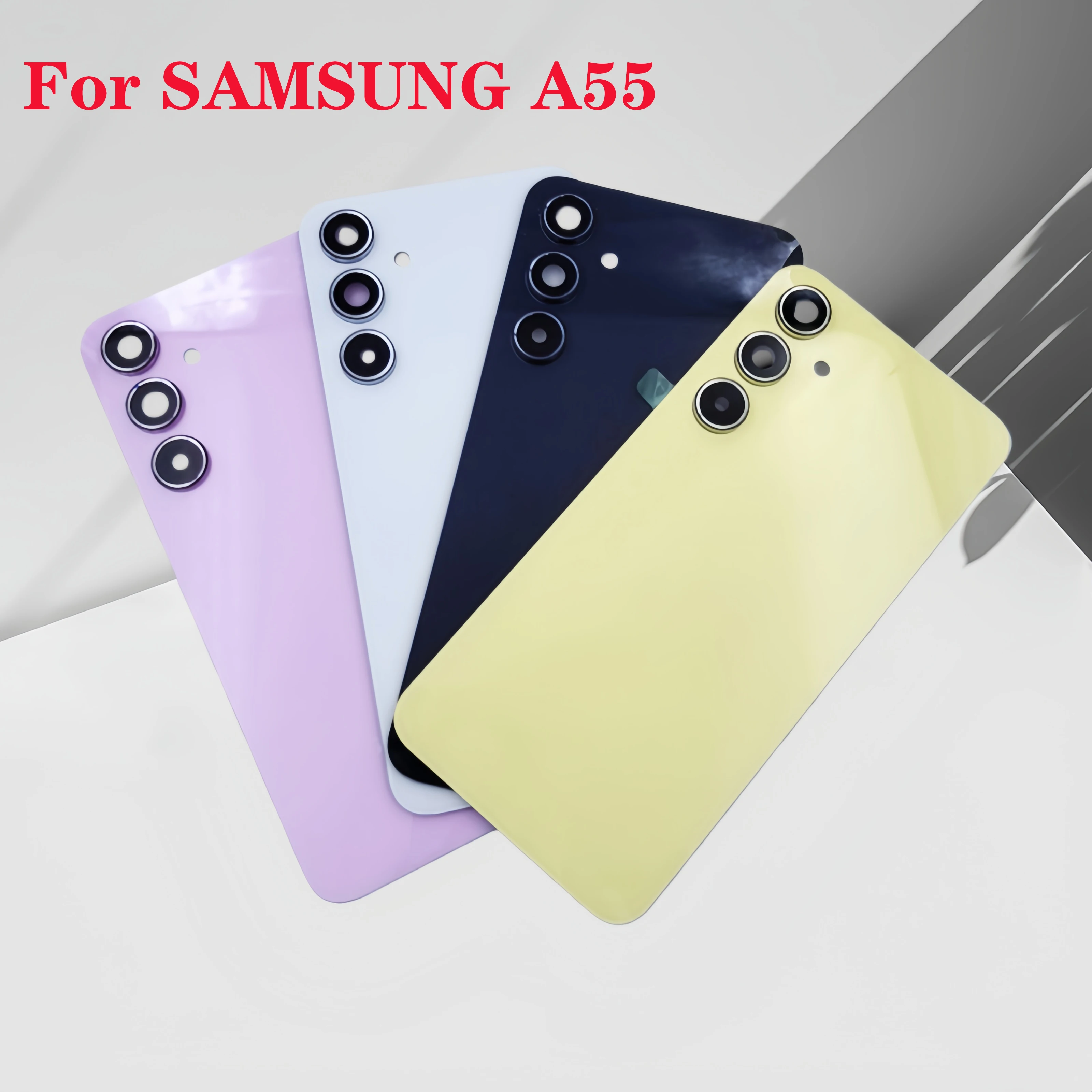 Back Glass Cover For Samsung Galaxy A55 SM-A556E Battery Case Rear Door Housing Lid Panel Shell Repair Parts +Camera Lens &Glue