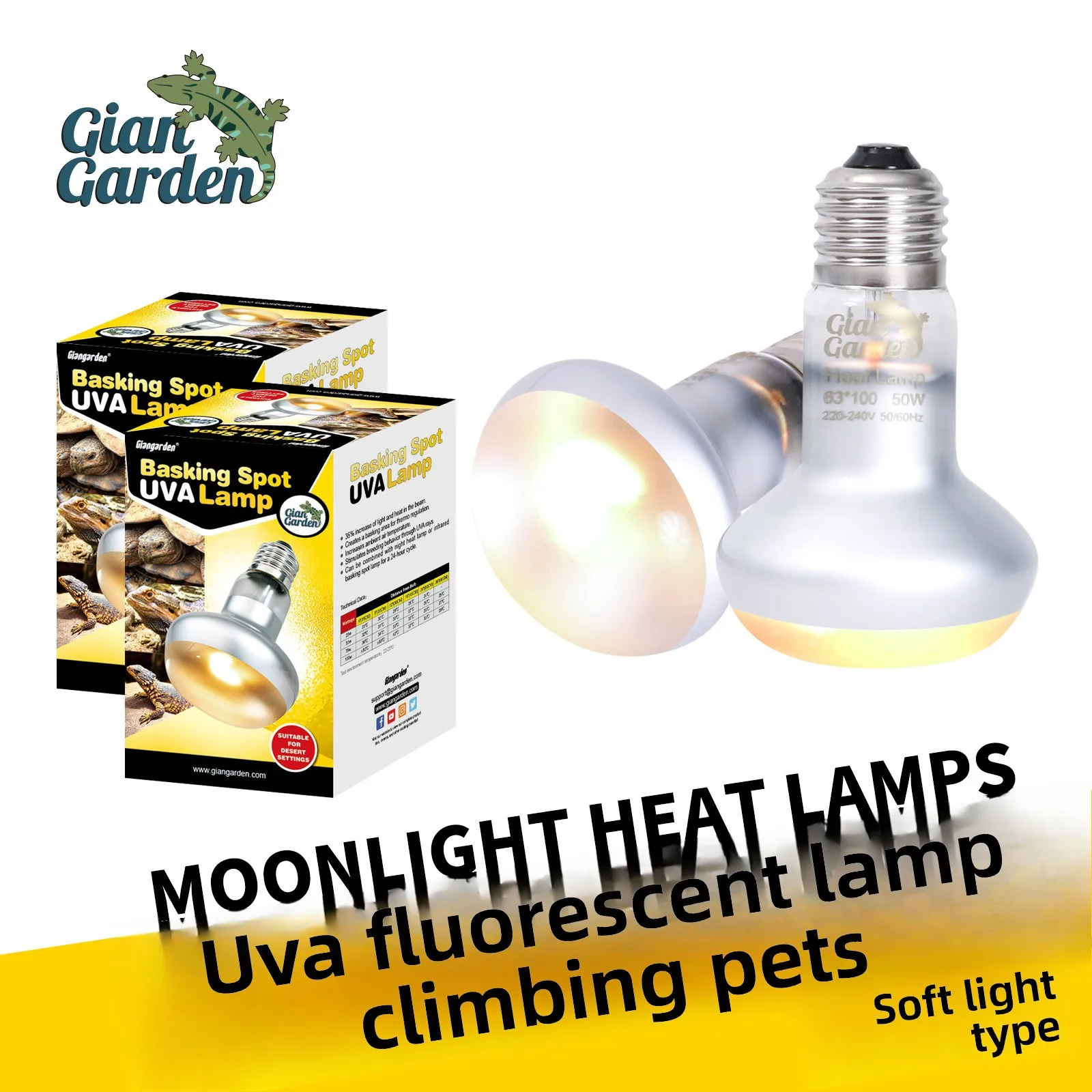 

Giangarden Reptile UVA Heat Lamp-Light for Bearded Dragons&Chameleons-Terrarium Heating Bulb for Lizards,Snakes&Exotic Pets