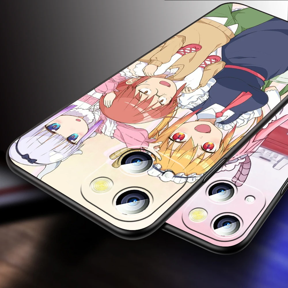 Cool Art Miss Kobayashis Dragon Maid For Apple iPhone 16 15 14 13 12 11 XS XR X Pro Max Plus Mini Black Cover Phone Case