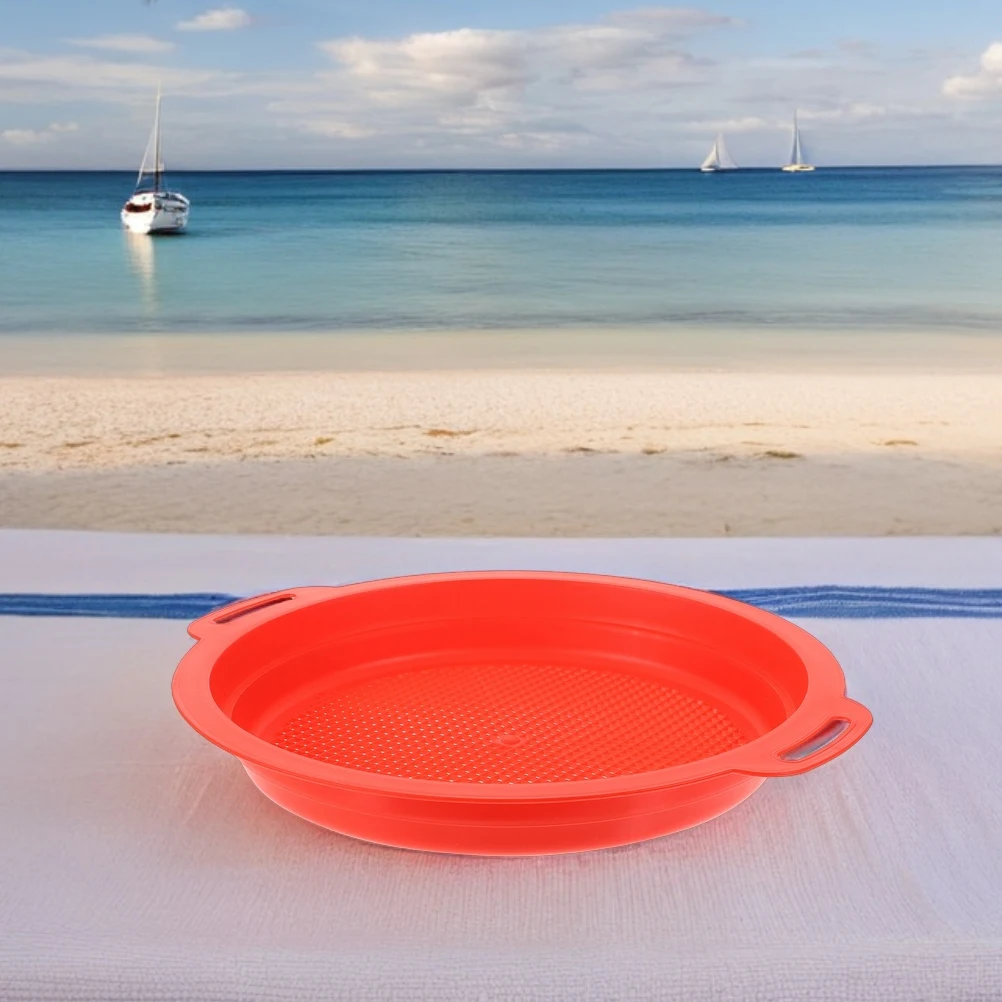 

4 PCS Children's Beach Screen Outdoor Toys Sand Sifters Sieve Hourglass Red Plastic