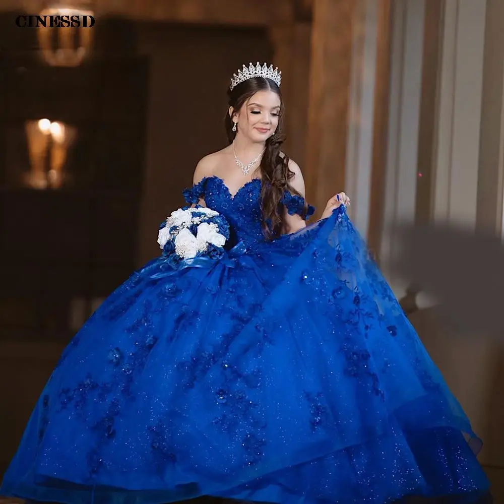 

Бальное платье, платья для Quinceanera 2022 с аппликацией и бисером без рукавов, королевский синий милый 16 платьев, платье со шлейфом для 15-летнего возраста