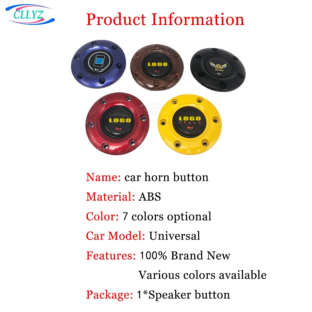 CLLYZ Universal Steering Wheel Horn Button ABS Sport Style Multicolor Optional Auto Parts