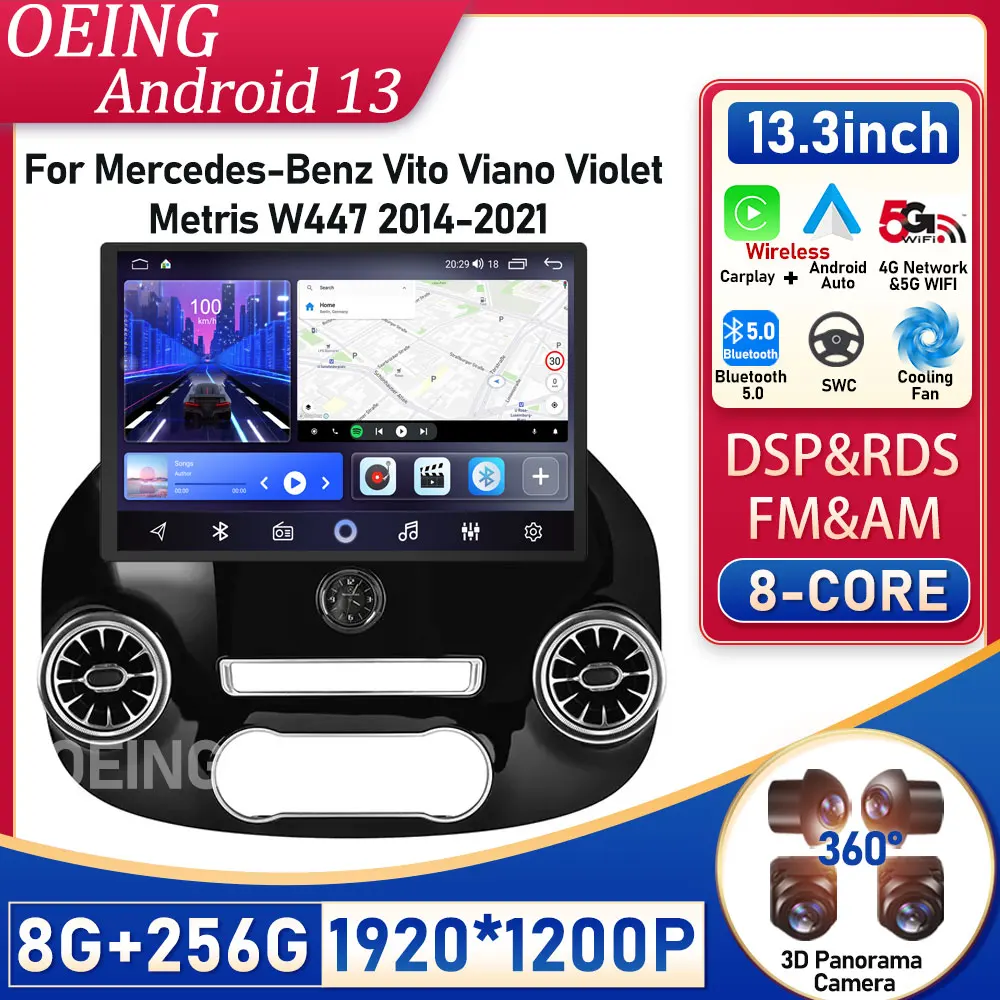 

Android For Benz Vito Viano Violet Metris W447 2014-2021 GPS Car Multimedia Radio Player Wireless carplay Auto Radio Head Unit