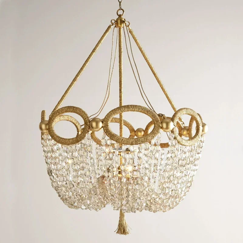 Modern Gold Crystal Kitchen Chandelier 55x88cm Hanging Pendant Light Fixture Vintage Candle Style Lamp For Dining Room Decor