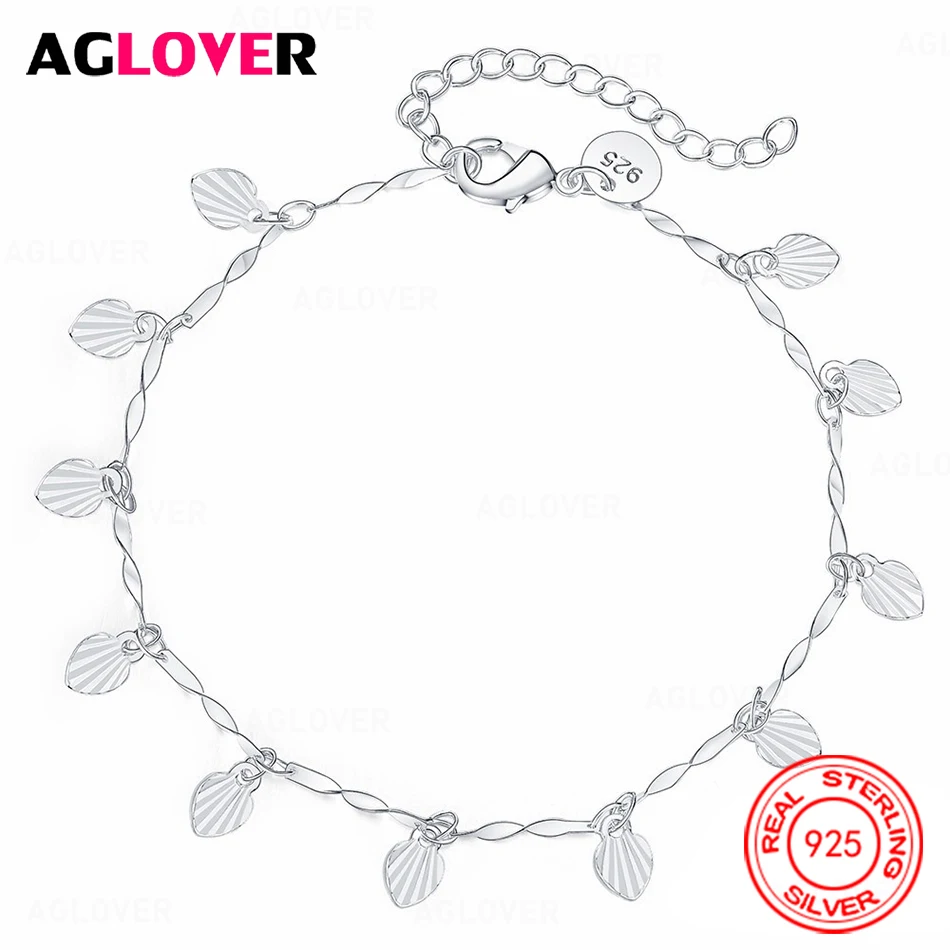 

AGLOVER 925 Sterling Silver Shell Pendant Bracelet Exquisite Fashion Women Holiday Gift Jewelry