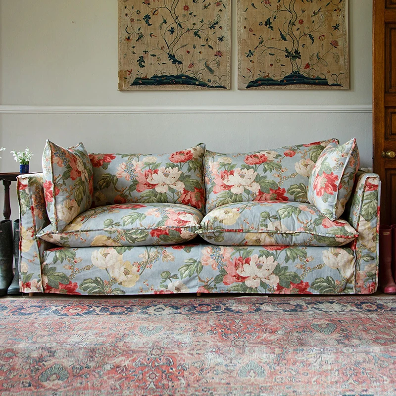 

Французский диван из ткани с принтом, двухместное кресло, прямой ряд, одноместный диван, деревянные секции для гостиной, мебель для отдыха