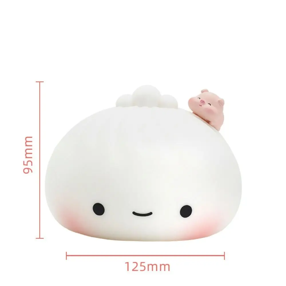 Silicone LED Night Light para decoração de casa, Bun bonito, Dumpling Pat Lights, Lâmpada de mesa colorida macia, Natal