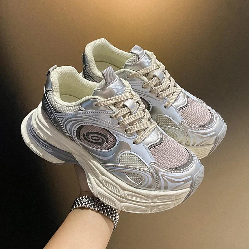 Shoes for Women 2024 New Spring Mesh Shoe Campus Style Forrest Gump Daddy All-match Casual Trendy Sports Running Vulcanize Shoes