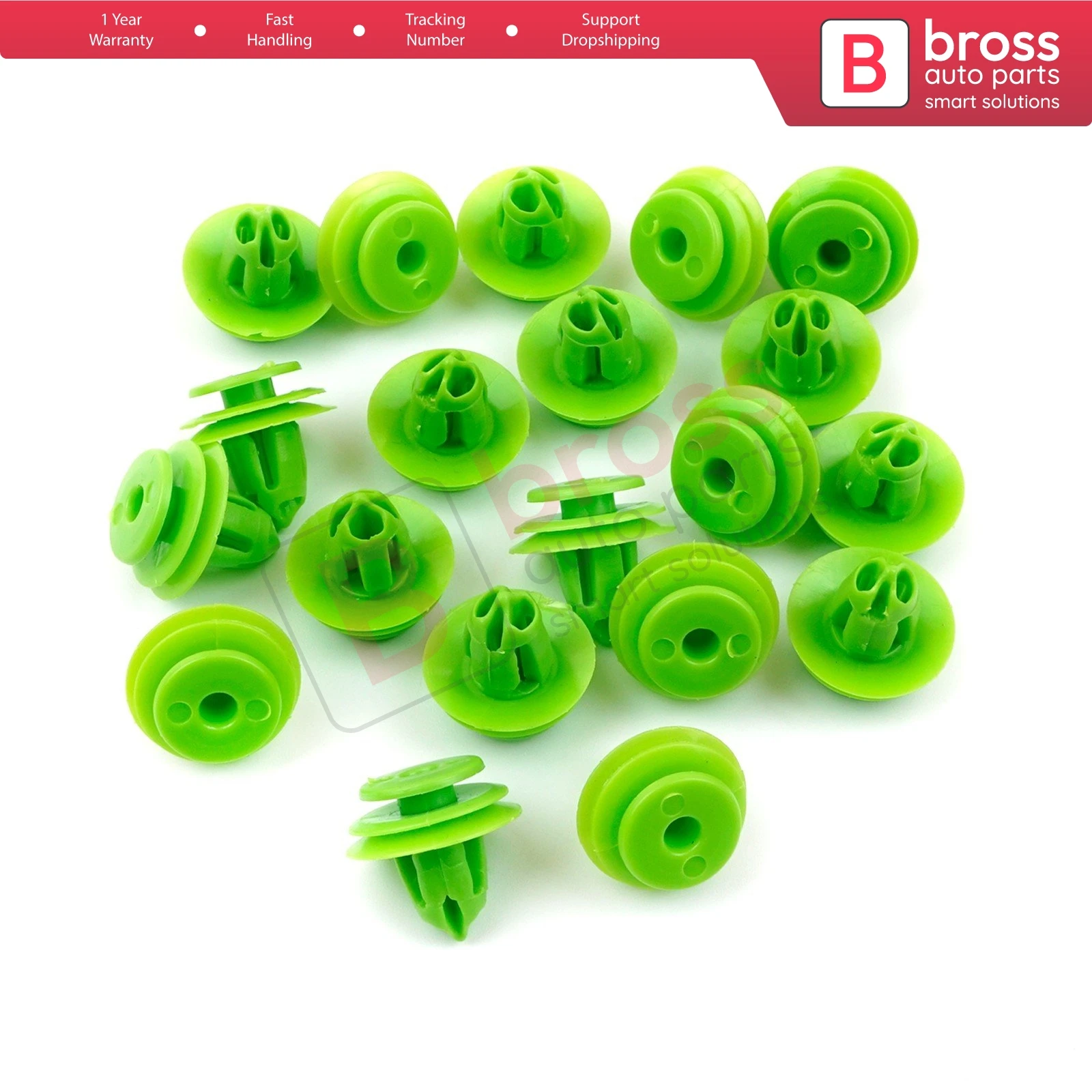 BCF5022-1 20 Pieces Door Panel Interior Trim Retainer Clips For Honda 91560-SZW-003  Green Nylon Made in Turkey