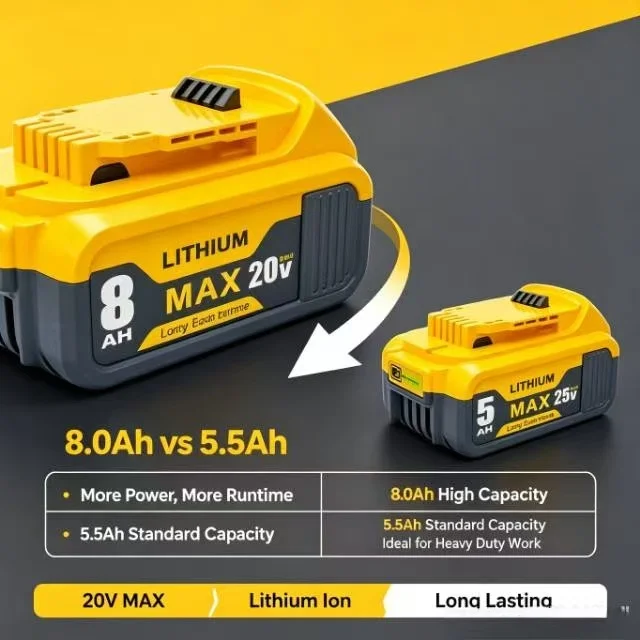 8.0Ah 20V/60V Replacement Battery for Dewalt, Compatible with DCB206 DCB205 DCB200 DCF887 DCG405 DCD791 DCF922 DCF850 DCD805 - view 6