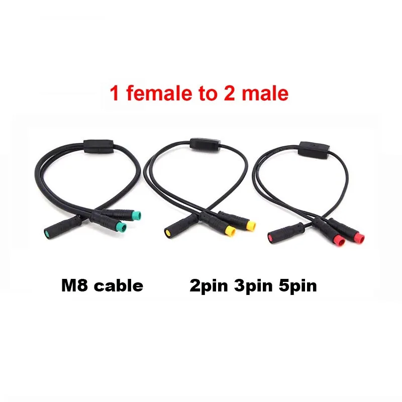 2pin 3pin 5pin M8 DC splitter Julet waterproof 1 female to 2 male Ebike sensor Connector Cable Electric Bicycle Plug W28