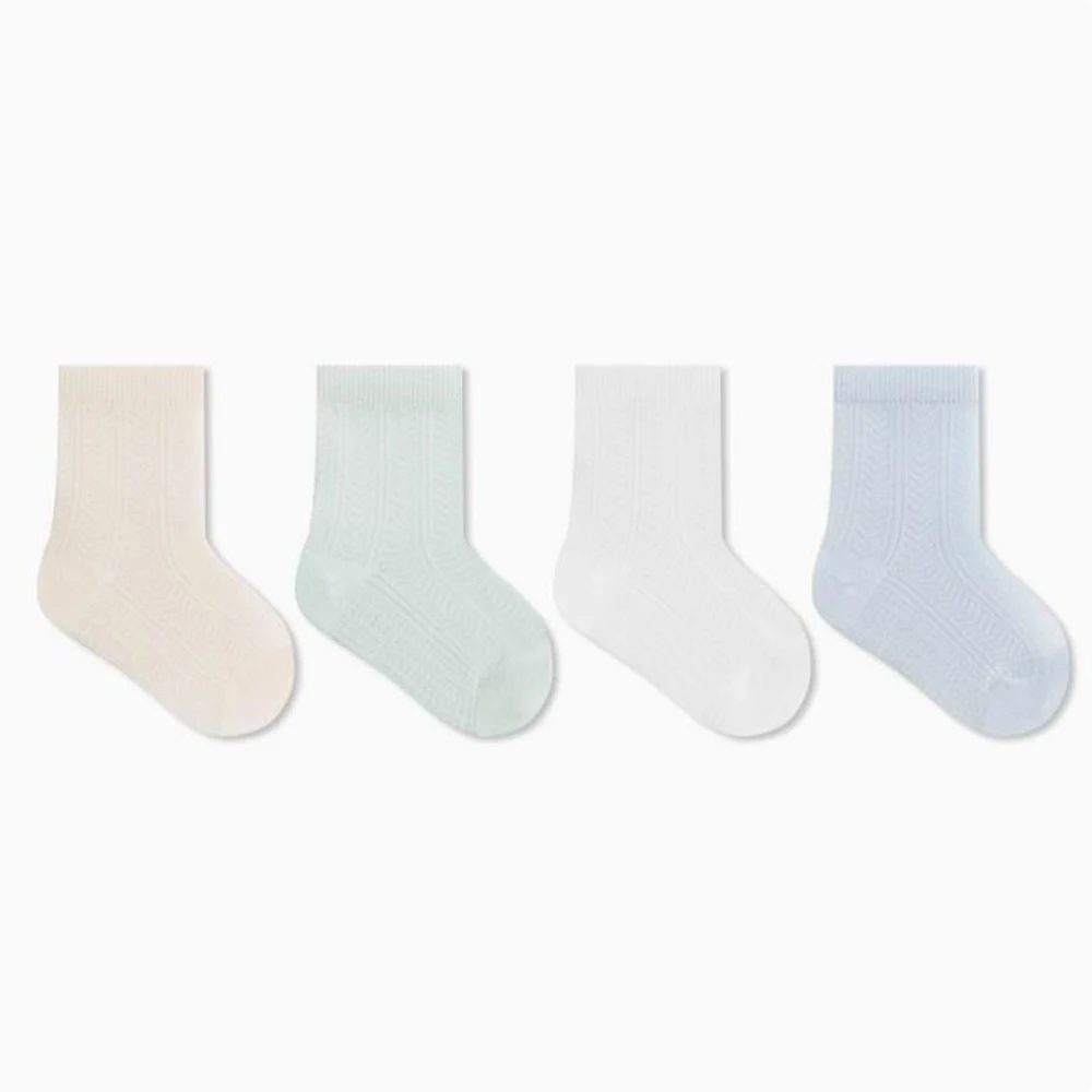 Kids Socks 4 Pairs Solid Color Mesh Breathable Soft Baby Socks For Boys Girls Comfortable Infant Summer Socks