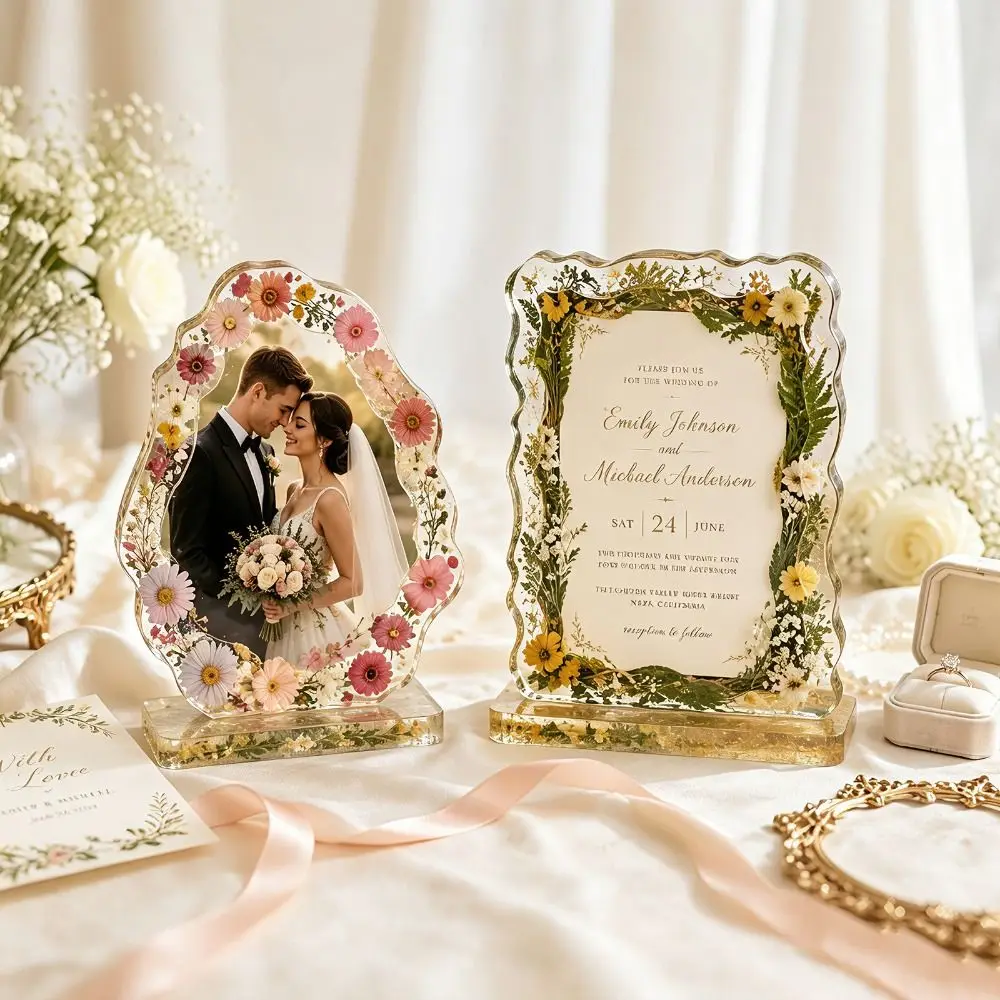 Reusable Photo Frame Drip Mold Easy Release Wave heart Silicone Resin Mold with Stand Holder Square Oval Shape Heart Frame Mold