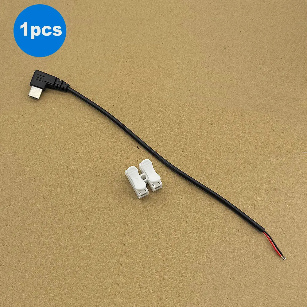 USB C auf 2-poliges Netzkabel mit offenem Ende, 90-Grad-USB-Typ-C-Stecker, 2-poliges Pigtail-Kabel, für 5 V USB Typ C DIY-Kabel