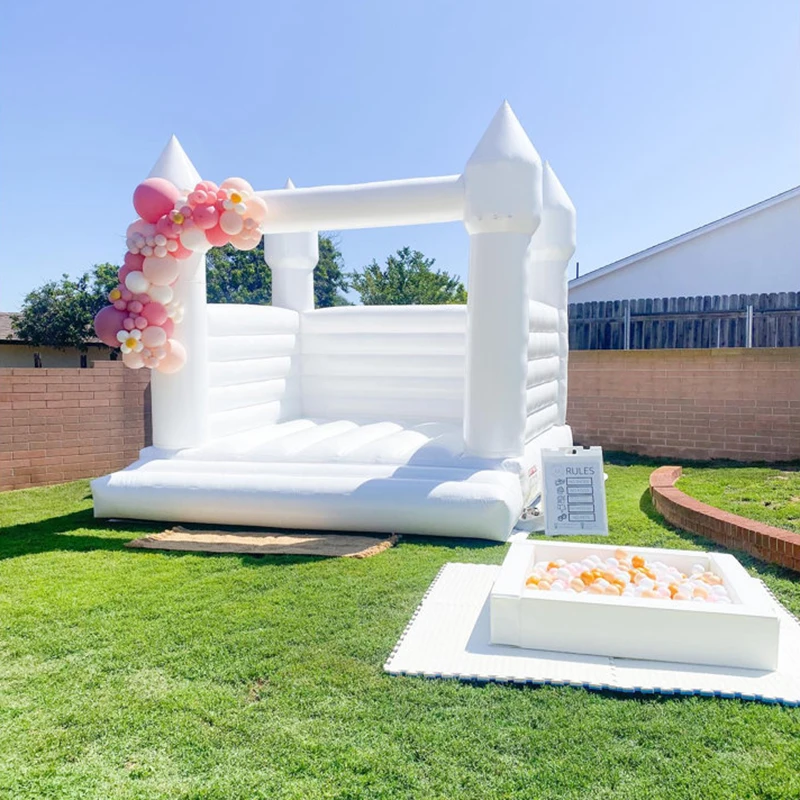 Castillo inflable de PVC con soplador de aire para niños y adultos, casa de rebote blanca comercial de 4M, juguetes de salto, evento de fiesta de cumpleaños y boda