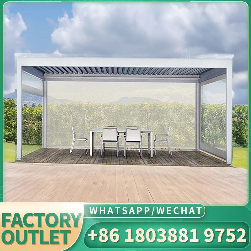 Bioclimatic Pergola Solar Roof System Waterproof Louvre Pergola Attractive Design Outdoor Sunroof Alfresco Pergola Pergole