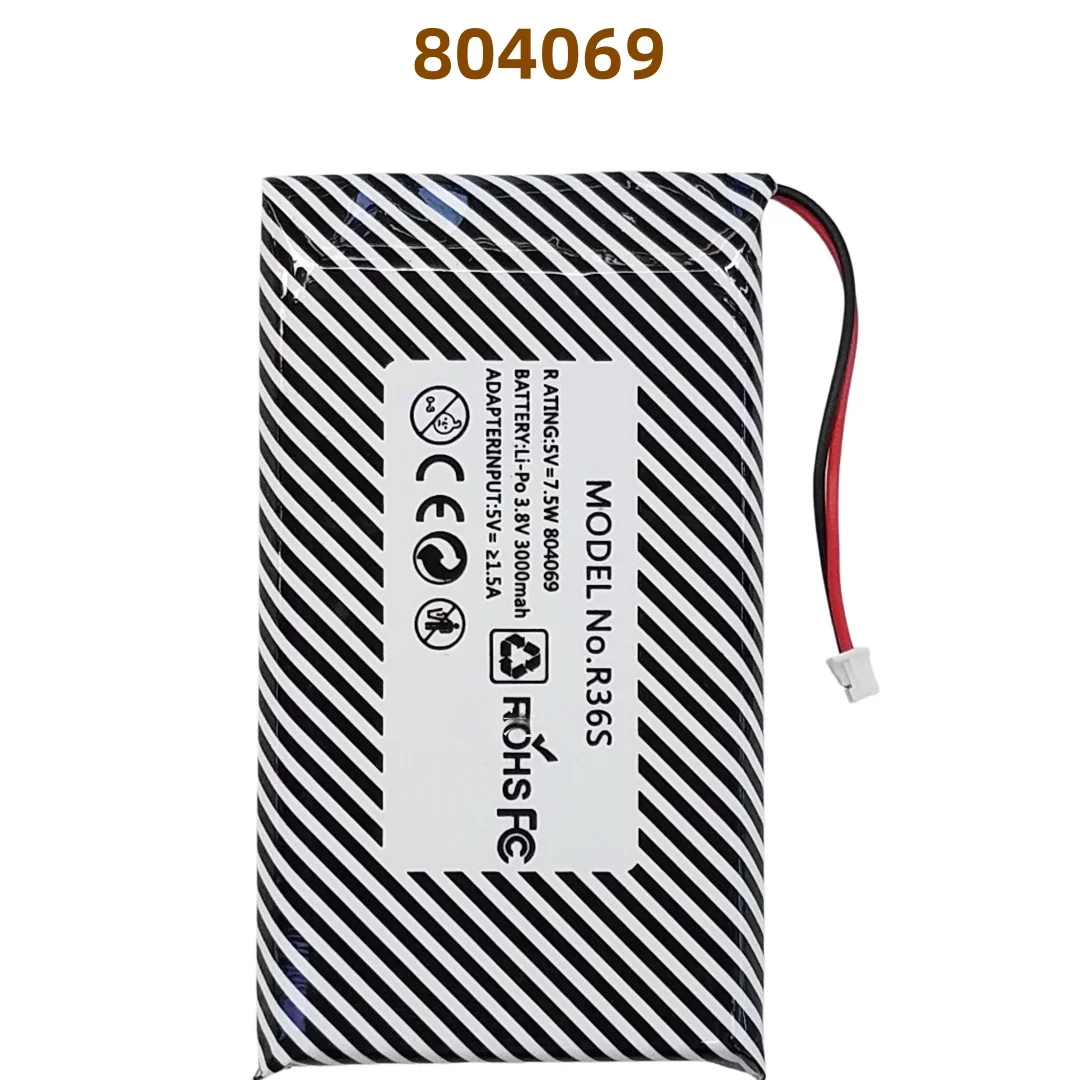 Black 804069 Battery Compatible with 804068 804070 804575 for Open-source Handheld Game Console R36S