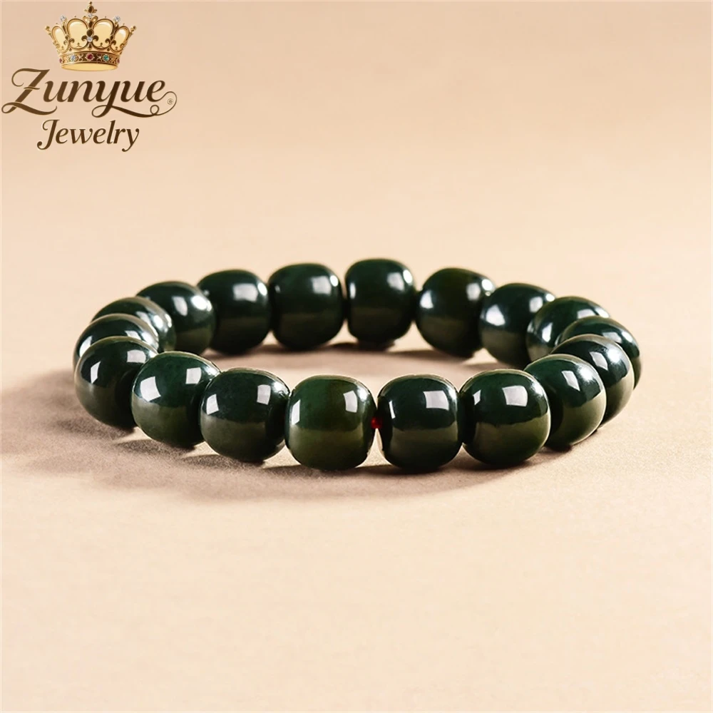 

Natural Hetian Black Jade Bucket Beads Jade Stone Bracelet Luxury Quality Jewelry Handicraft Fashion Jewelry Exquisite Charms
