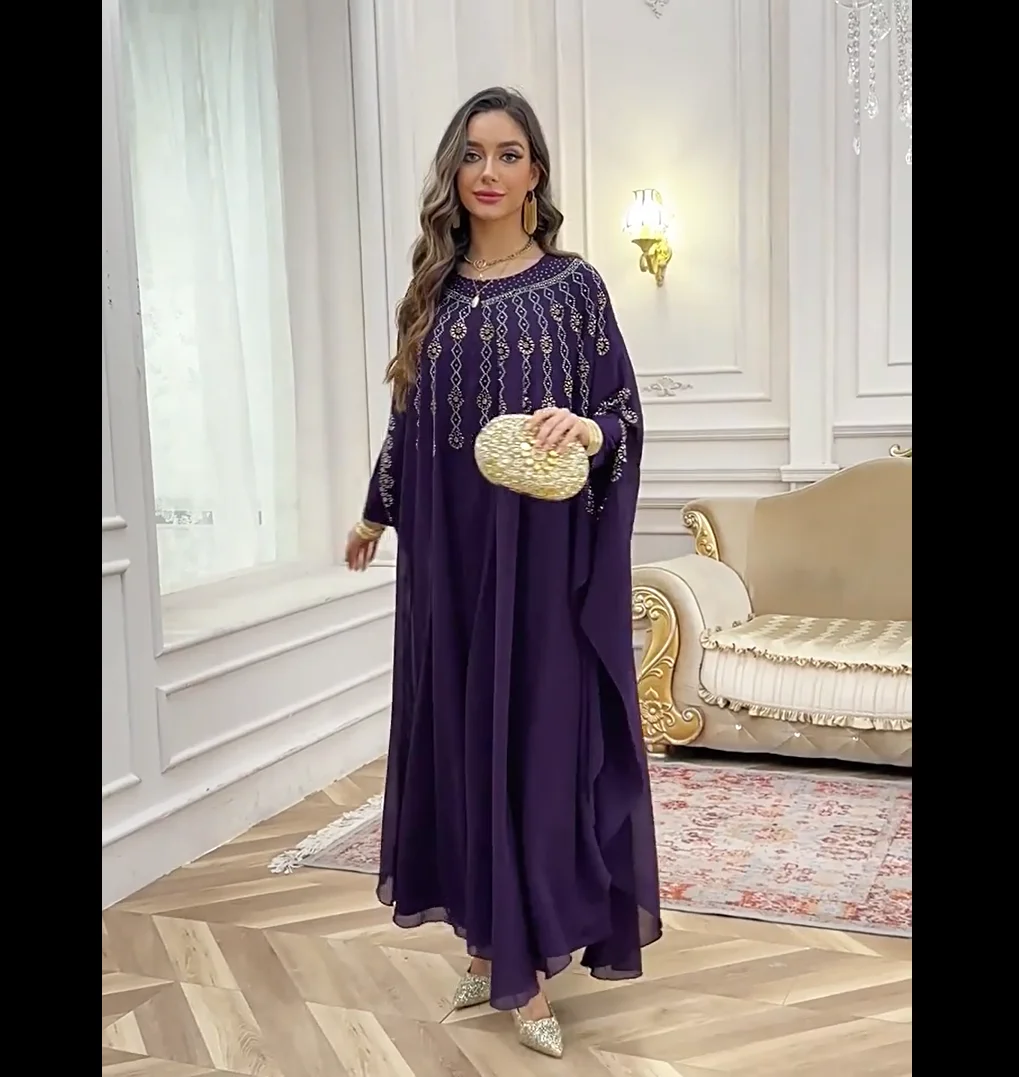 

Eid Djellaba Diamonds Dubai Abaya Women Muslim Set Evening Dress Cloak Kaftan Turkey Kebaya Caftan Marocain Femme Robe Jalabiya