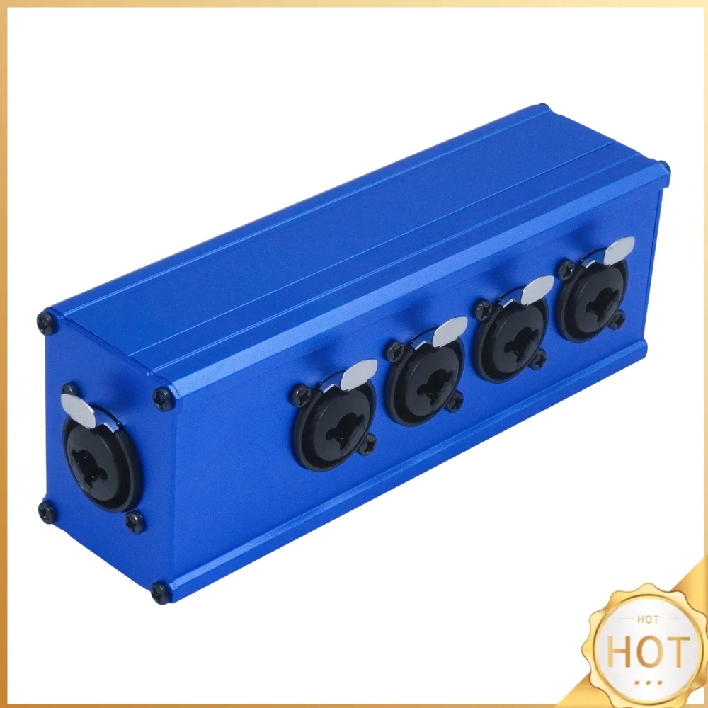 Passive Audio Combiner 4 in 1 XLR Female Jack Balanced Signal Gold Plated Blue Anodized Adapter