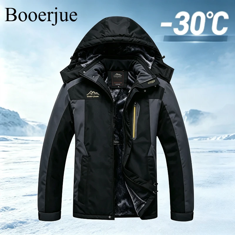 Warmth Outdoor Winter Men's Plus Size 9XL Skiing Climbing Jacket Hot Sale Wish Fleece Lined Windproof Camping Hiking Down Jacket