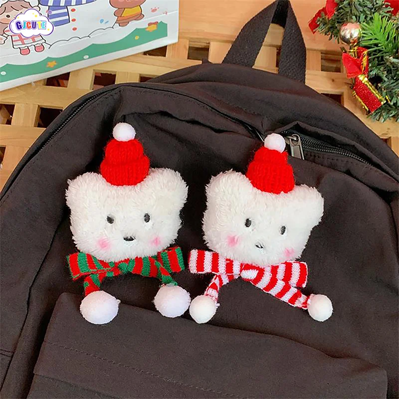 New Year Christmas Plush Scarf Hat Bear Brooch Hairpin 2 Uses Cute Hair Clip Girl Headwear Barrettes Couple Pin Accessories Gift