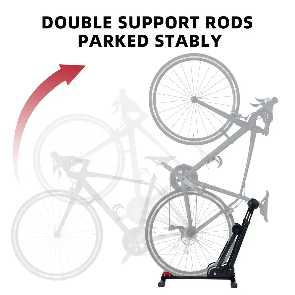 

Vertical amp Horizontal Bike Rack SpaceSaving Floor Bike Stand for Garage Indoor Storage, ToolFree Assembly Fits 2429 Mountain R