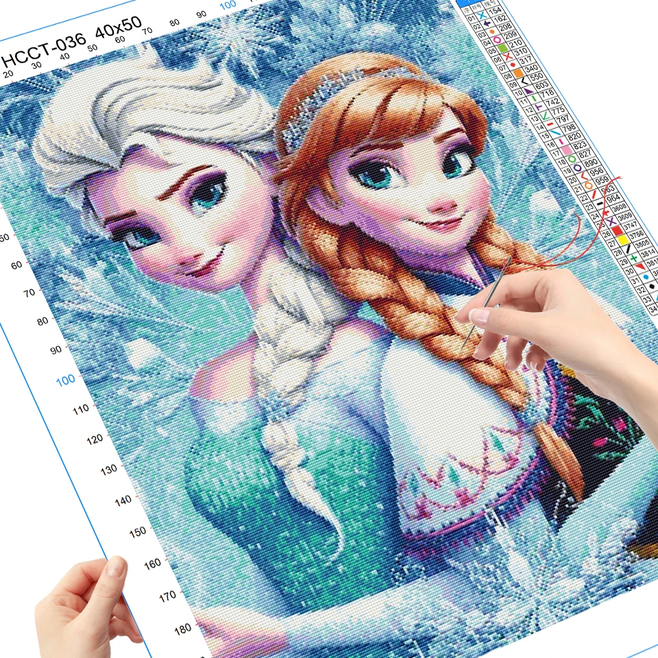 Disney Embroidery Fabric Elsa Princess Anna On Canvas Cross Stitch Needlework Frozen Cartoon 11ct 14ct Child Hobby