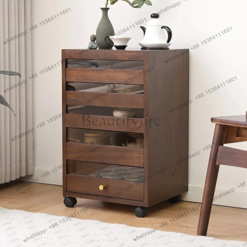 solid wood tea set cabinet storage living room floor tea cabinet tea cup storage cabinet