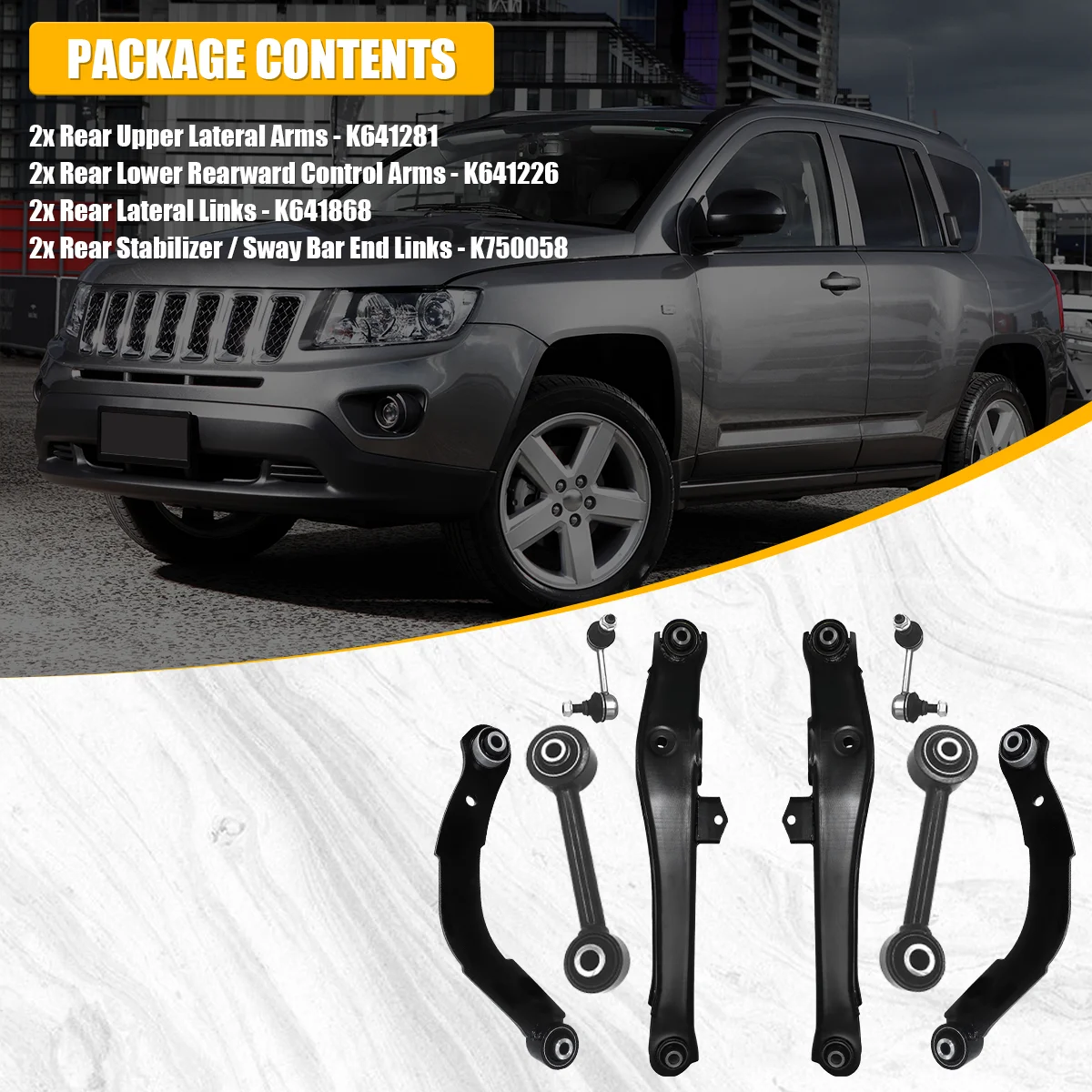 Svenubee-Bras de commande supérieur arrière, liens latéraux, barre stabilisatrice, Jeep Compass, Fosot, Dodge décent ber 2007, 2008-2012, 8 pièces