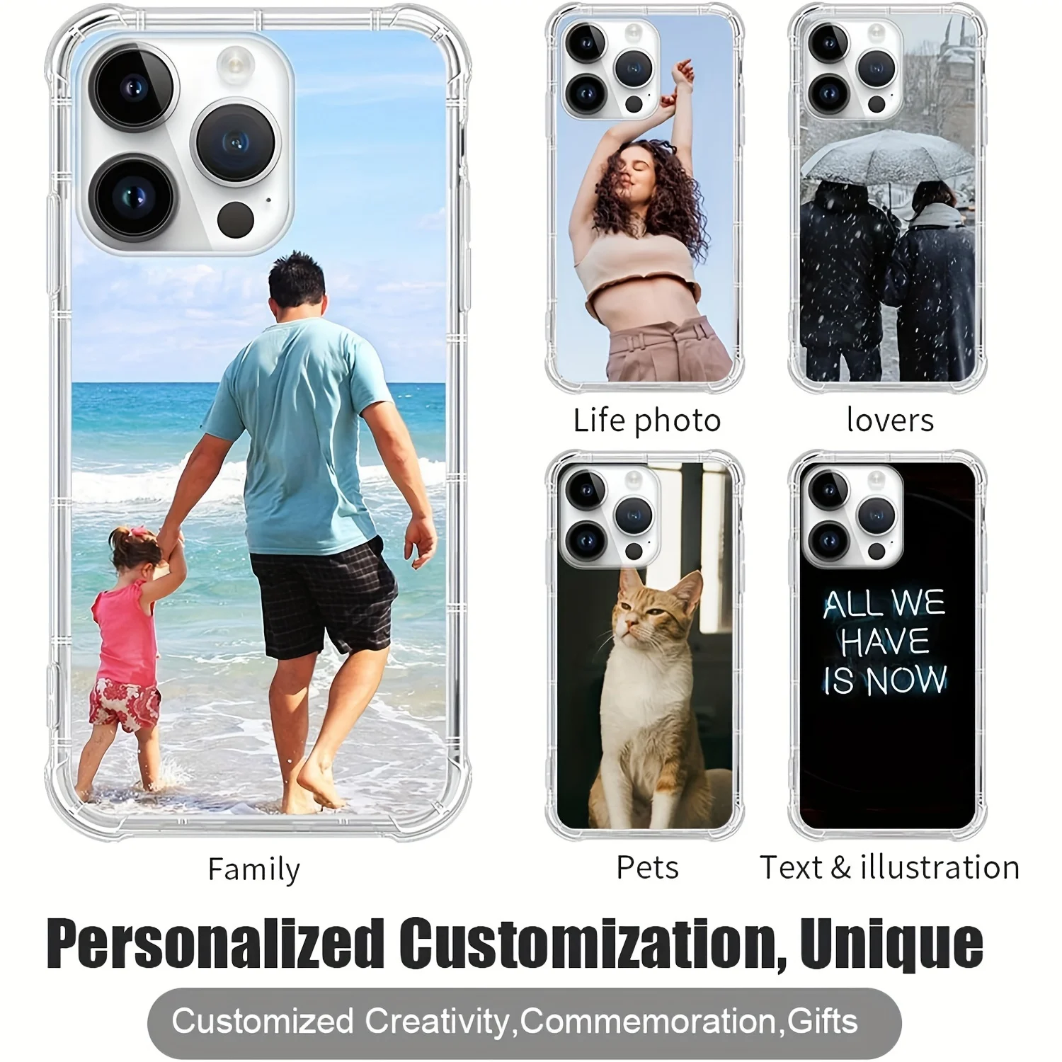 DIY Family Photo Customized Shockproof Case For iPhone16 16e 15 14 13 12 11Pro Max Mini SE 2020 2022 XS XR 6s 7 8 Plus TPU cover - náhled 2