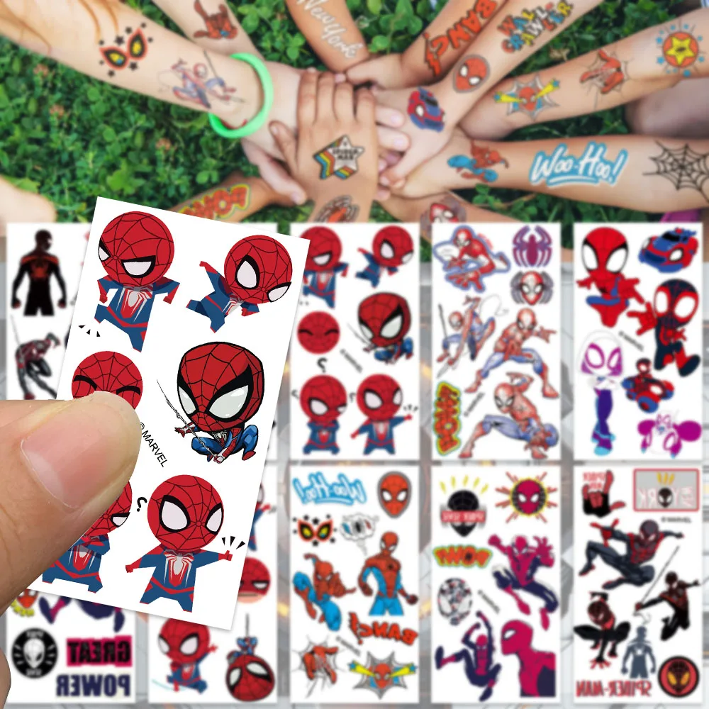 10 قطعة ديزني الكرتون الرجل العنكبوت المؤقتة الوشم ملصق لعبة المنتقمون سبايدرمان DIY بها بنفسك الوجه الذراع هيئة الفن مقاوم للماء الوشم لعبة طفل
