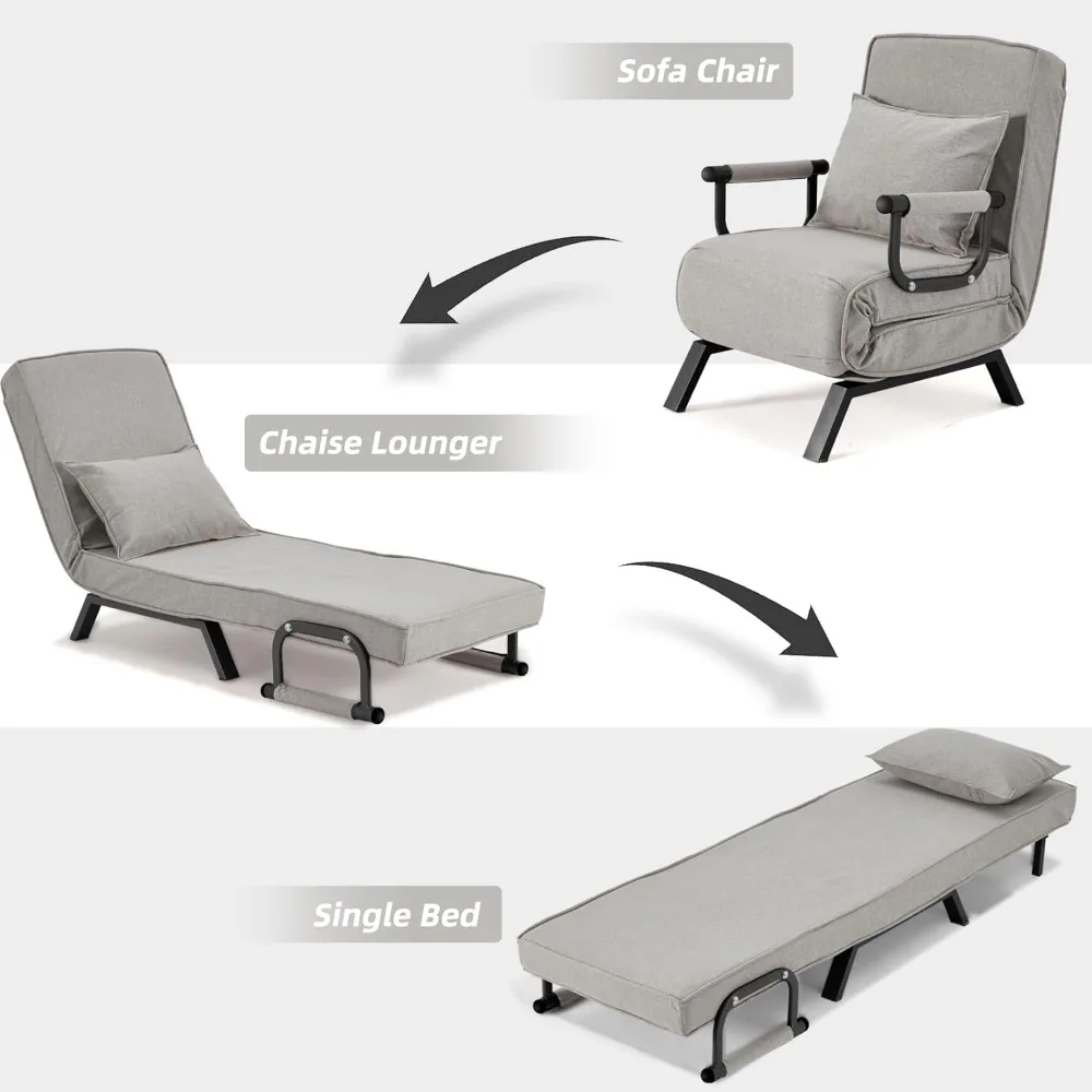 كرسي نوم منجد قابل للطي مع وسادة وأريكة استرخاء قابلة للتعديل للترفيه #4