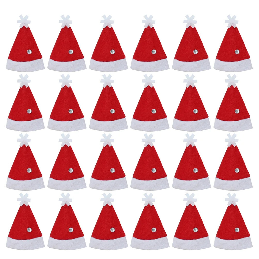 24 Pcs Santa Hat Mini Christmas Claus Bulk Hats Tiny Birthday Photo Ornaments Lollipop Candy Packing Baby