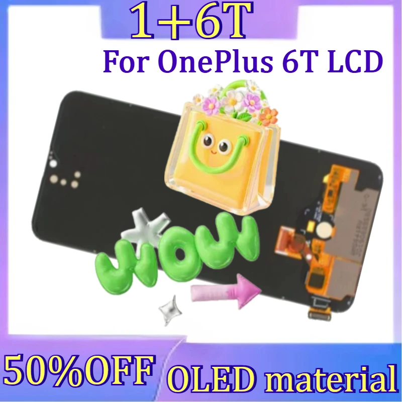 

For 1+6T LCD Replacement New Oled Screen for OnePlus 6T LCD A6010 A6013 Display Touch Screen Digitizer with Frame