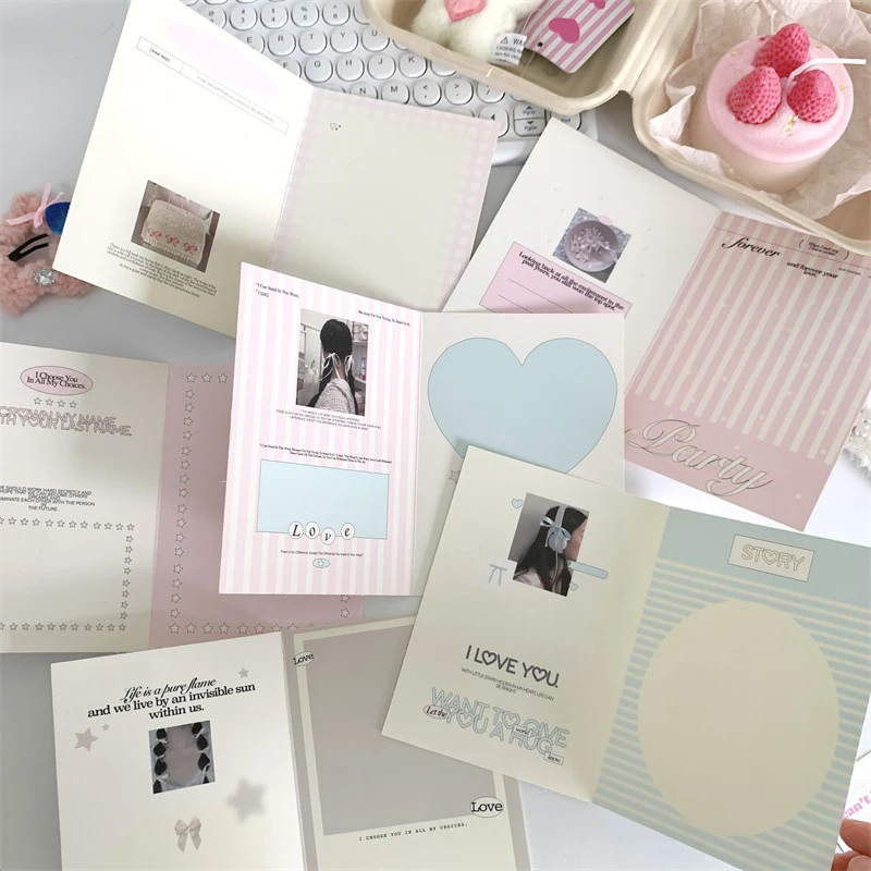 10Pcs Korean Ins Fashion Cute Kpop Photo Card Back Card Foldable Card Holder Fix Decor Paper Board DIY Packing Material