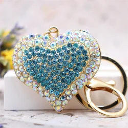 New Crystal Love Keychain Rhinestone Couple Car Key chain Female Bag Pendant accessories Keyring Flower Key Chain