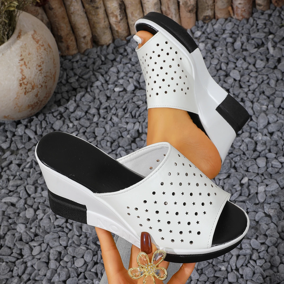 Women Wedge Sandals Summer Slope Heel Comfortable Shoes for Women Breathable Hollow Mesh Outer Wear Sandals Sexy Platform Shoes