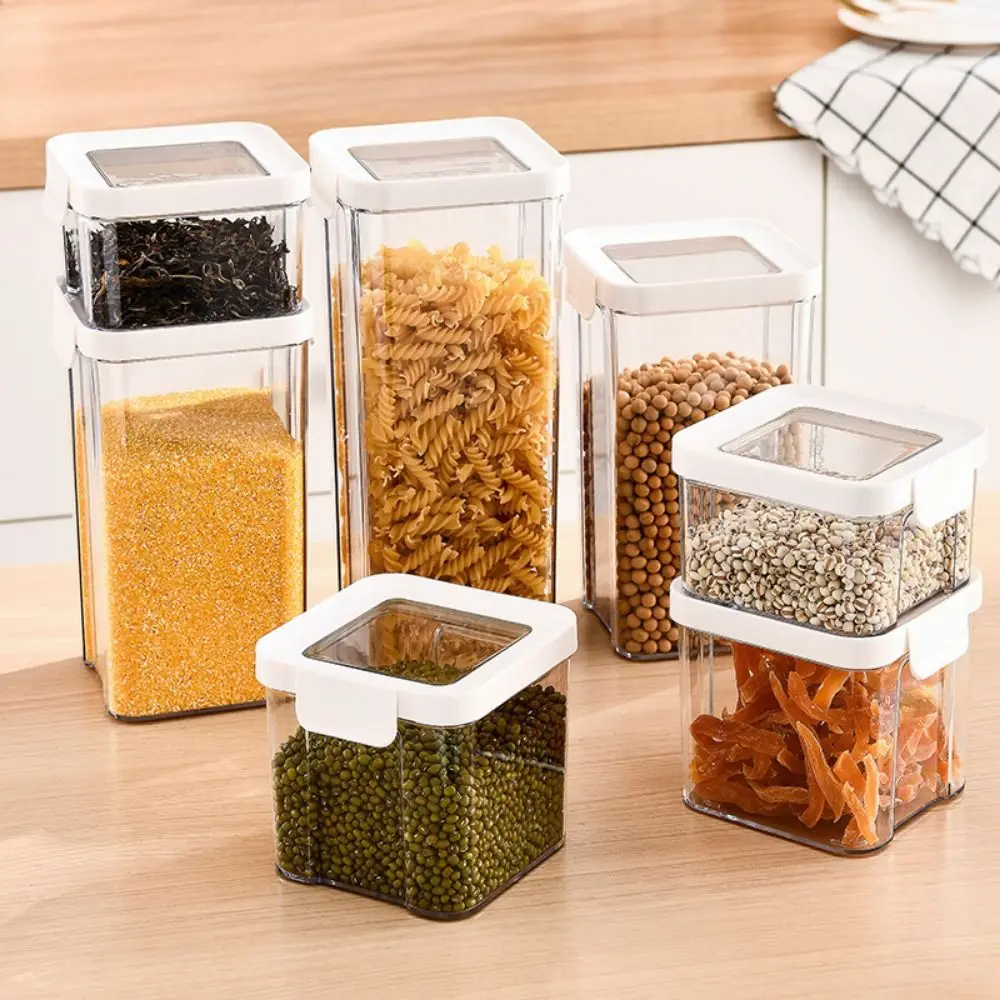 

Plastic Dry Fruit Storage Box Square Moisture-Proof Snack Storage Container Sealed Stackable Grain Container Fridge