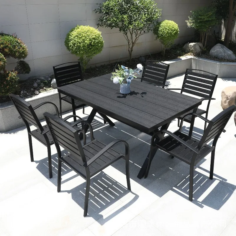 

Outdoor Plastic Wood Tables and Chairs, Anti-corrosion, Leisure, Open-air, Outdoor Balcony, Garden Table and Chair Set