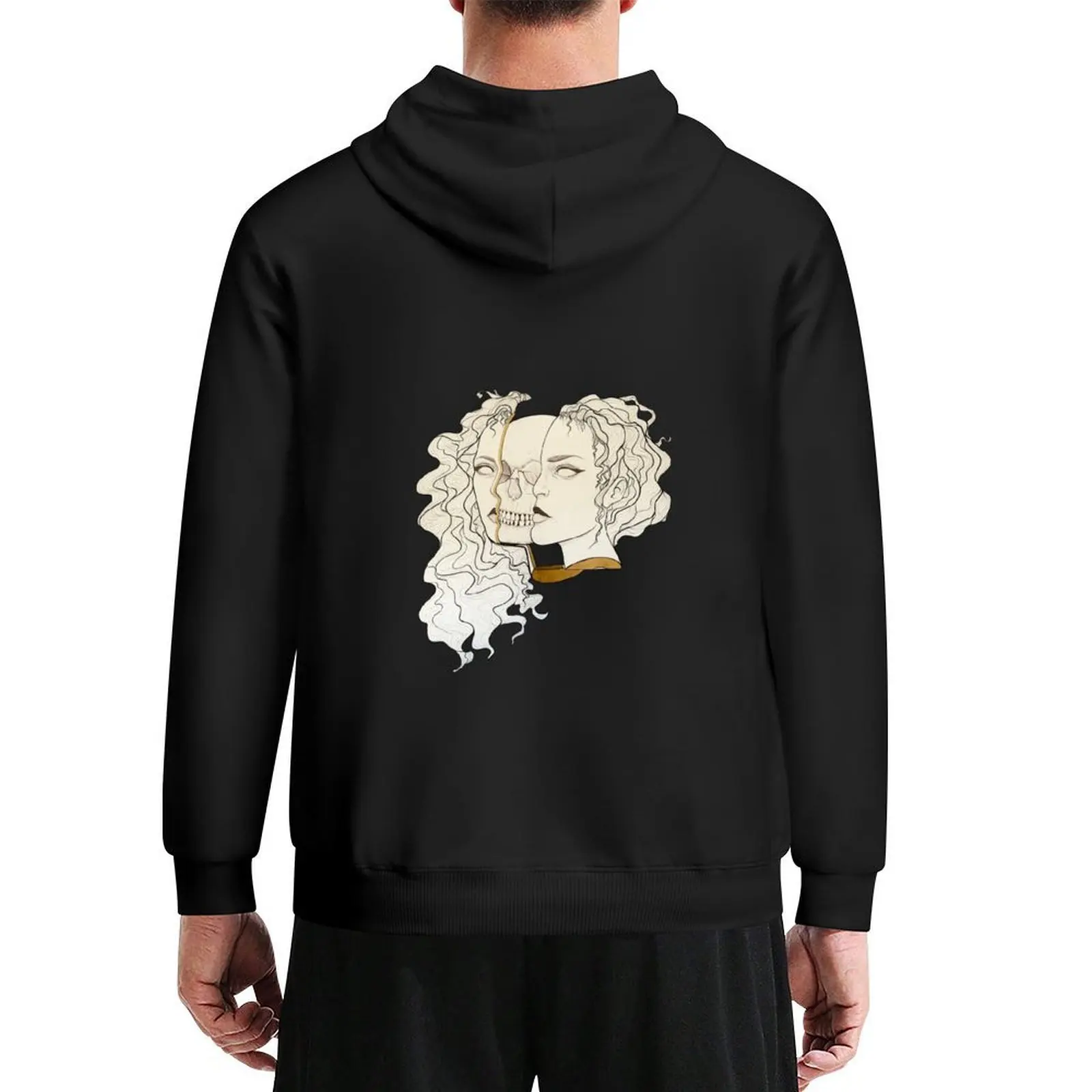 

Skull Revealed Beneath Womans Face Occult and Tattoo Inspired Hoodie men's winter sweater men's clothing blouse tracksuits