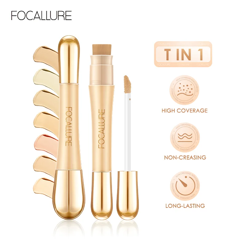 FOCALLURE 매트 흠집 없는 액체 컨실러, 전문 오래 지속되는 얼굴 파운데이션 스틱, 얼굴 메이크업, 여성 화장품
