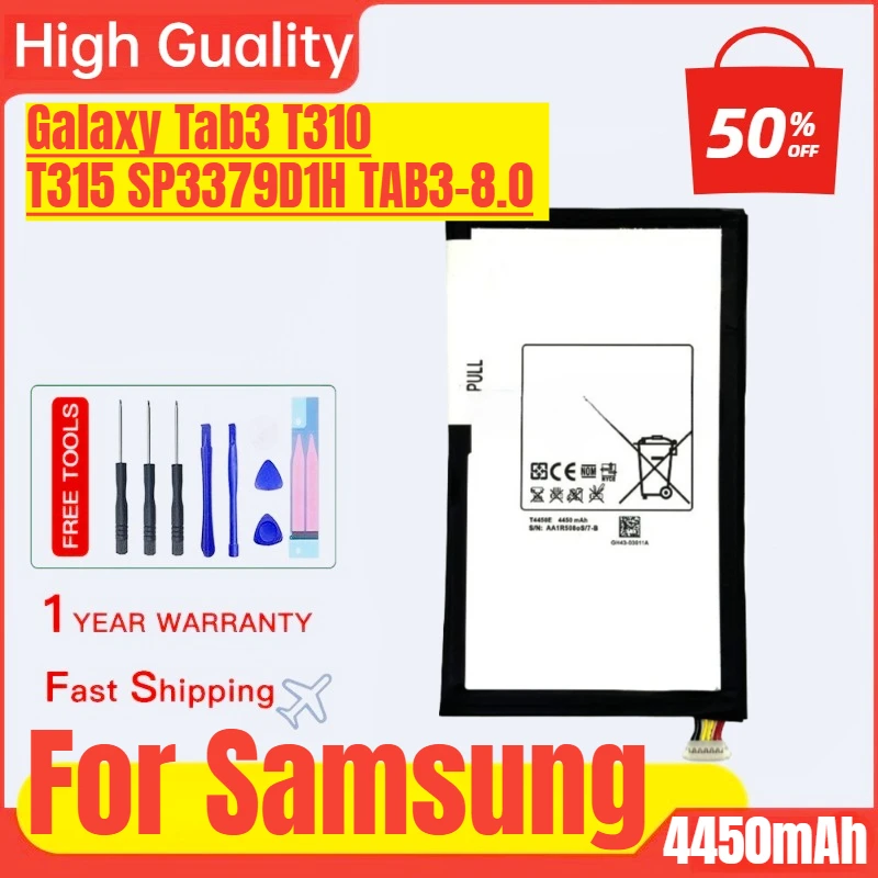 T4450E for Samsung Galaxy Tab3 T310 T315 SP3379D1H TAB3-8.0 Mobile Phone Battery  Replacement Bateria with Tools